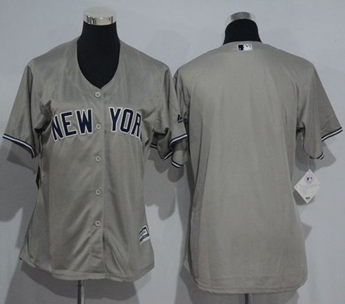 Yankees Blank Grey Women's Road Stitched MLB Jersey - Click Image to Close